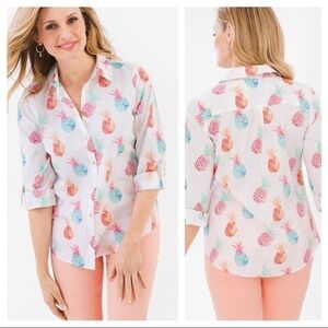 Chico’s Pineapple Hardware Blouse Size L